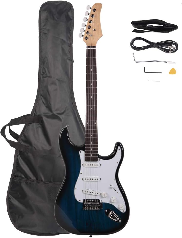 Kcelarec 38 Inch Electric Guitar, Rosewood Fingerboard Electric Guitar, w/Picks, Strap, Cord, Bag, Tremolo Arm, for Beginner and Intermediate Performer (Blue) - Image 1